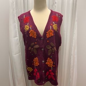 NWT Embroidered Fall Patches Sweater
Vest by Bobbie Brooks